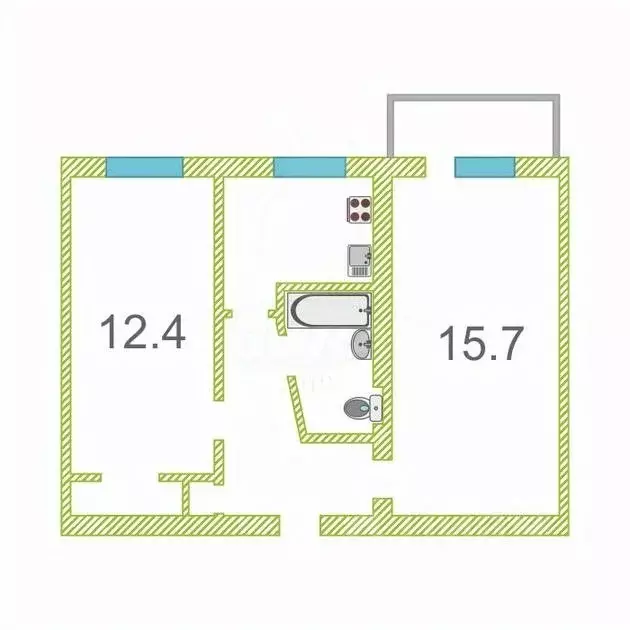 2-к кв. Тюменская область, Тюмень ул. Белинского, 6 (43.1 м) - Фото 1