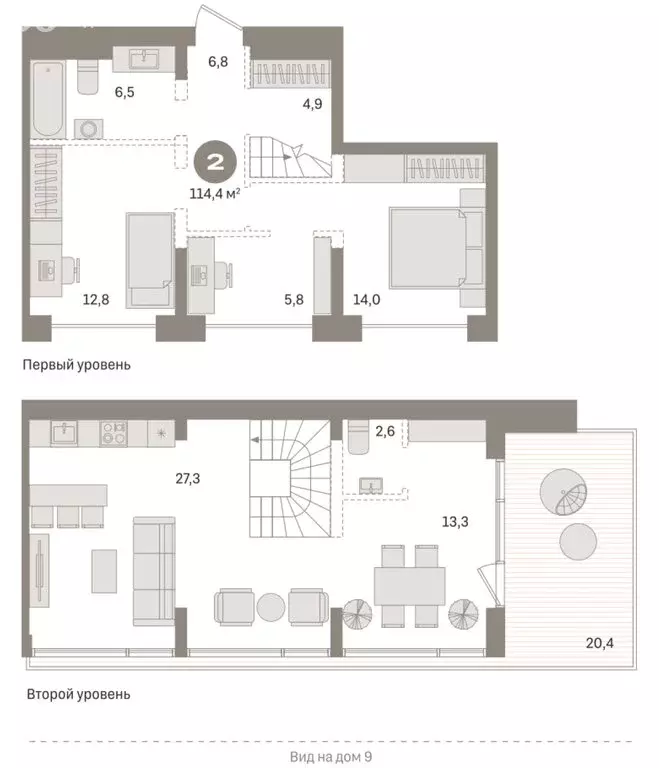 2-комнатная квартира: Тюмень, Причальная улица, 7 (114.35 м) - Фото 1