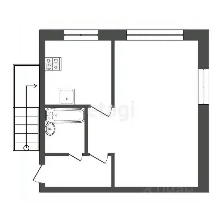 1-к кв. Бурятия, Улан-Удэ Солнечная ул., 25 (32.2 м) - Фото 1