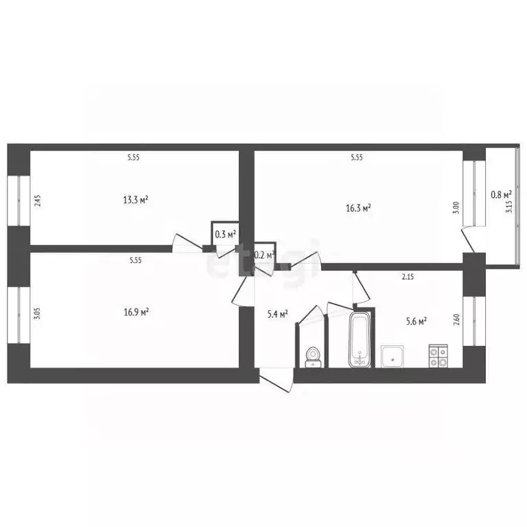 3-к кв. Татарстан, Бавлы пер. Кирова, 7 (60.9 м) - Фото 2