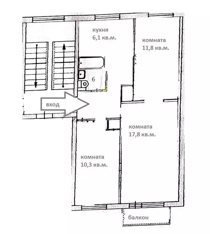 2-комнатная квартира: Екатеринбург, улица 40-летия Октября, 24 (56.8 ... - Фото 1