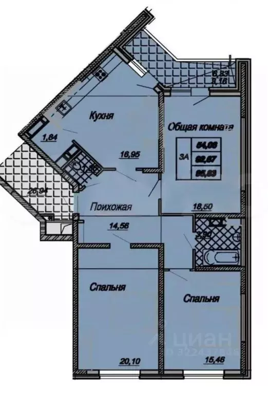 3-к кв. Краснодарский край, Краснодар Центральный мкр, ул. ... - Фото 2