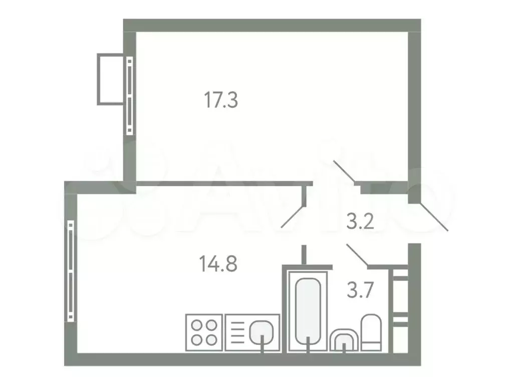 1-к. квартира, 39 м, 4/9 эт. - Фото 0