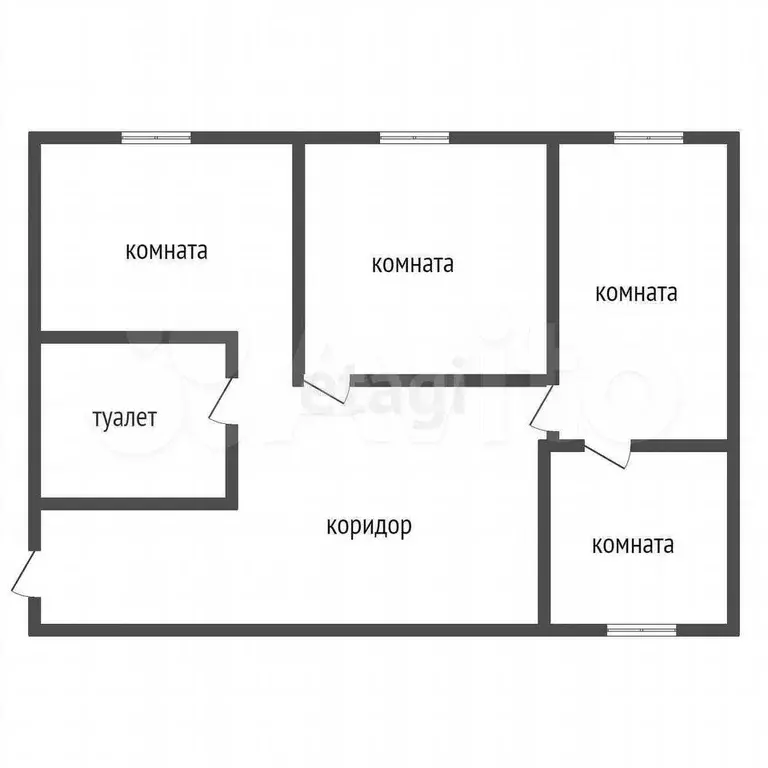 3-к. квартира, 57,6 м, 5/5 эт. - Фото 0