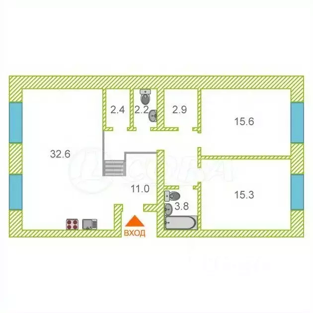 3-к кв. Тюменская область, Тюмень Новгородская ул., 22 (91.0 м) - Фото 2