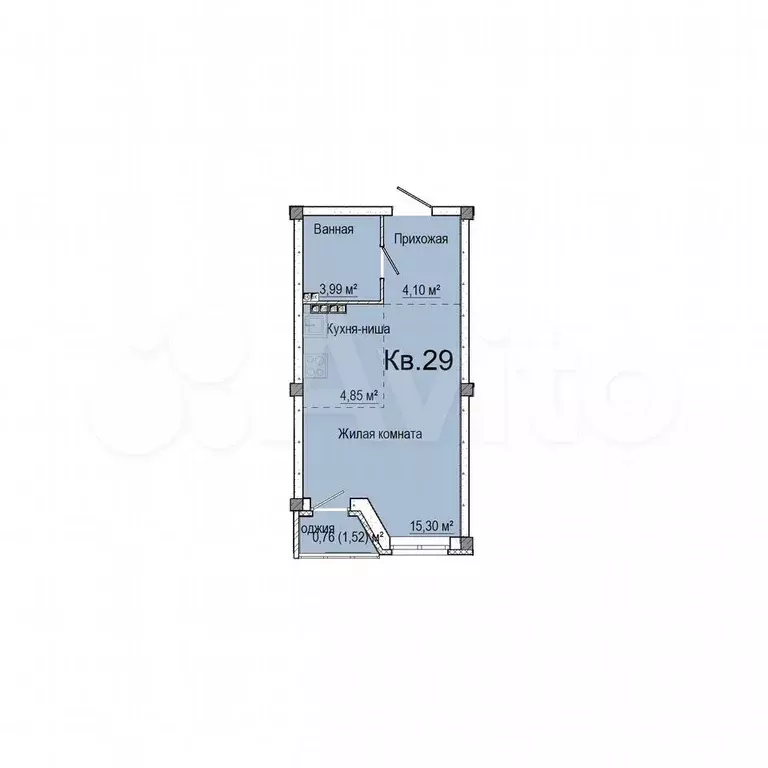 1-к. квартира, 29 м, 3/3 эт. - Фото 0