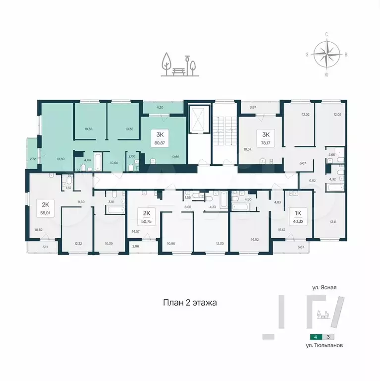 3-к. квартира, 80,9 м, 2/8 эт. - Фото 1