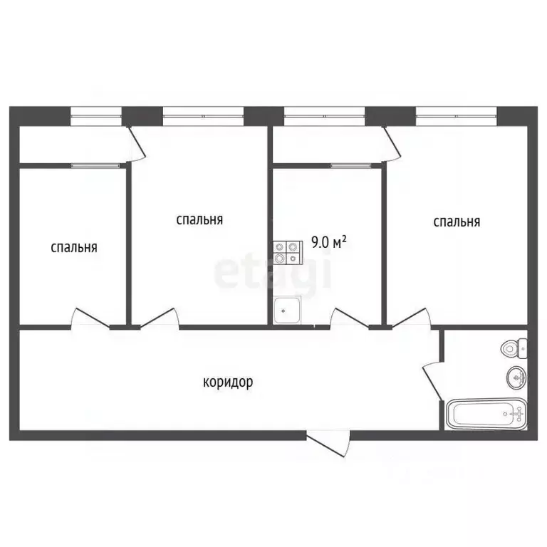 3-к кв. Севастополь ул. Горпищенко, 143к5 (85.0 м) - Фото 2