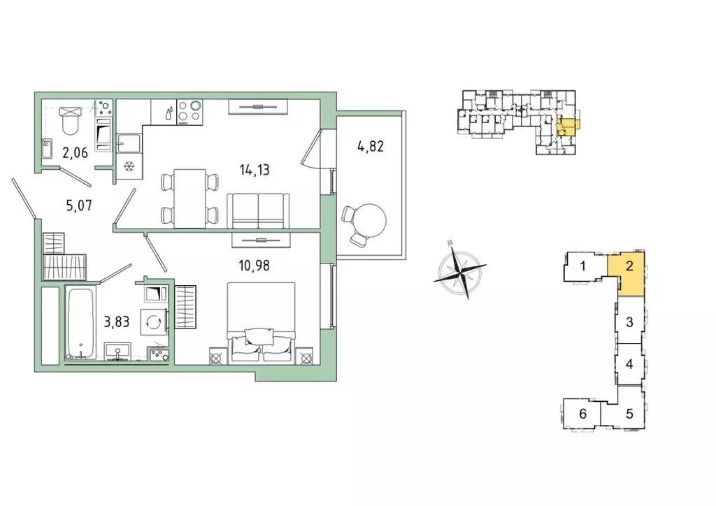 1-к кв. Ленинградская область, Гатчина Въезд мкр,  (37.52 м) - Фото 1