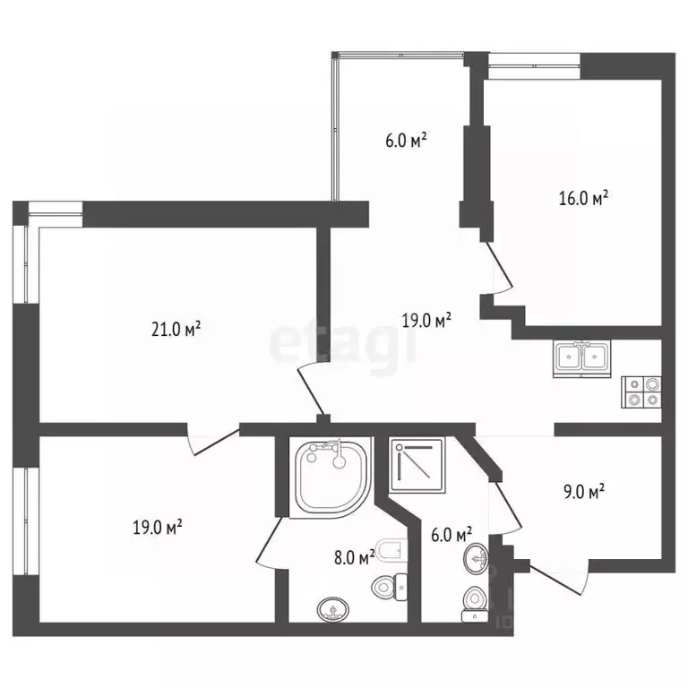 3-к кв. Москва Мироновская ул., 25 (104.0 м) - Фото 2