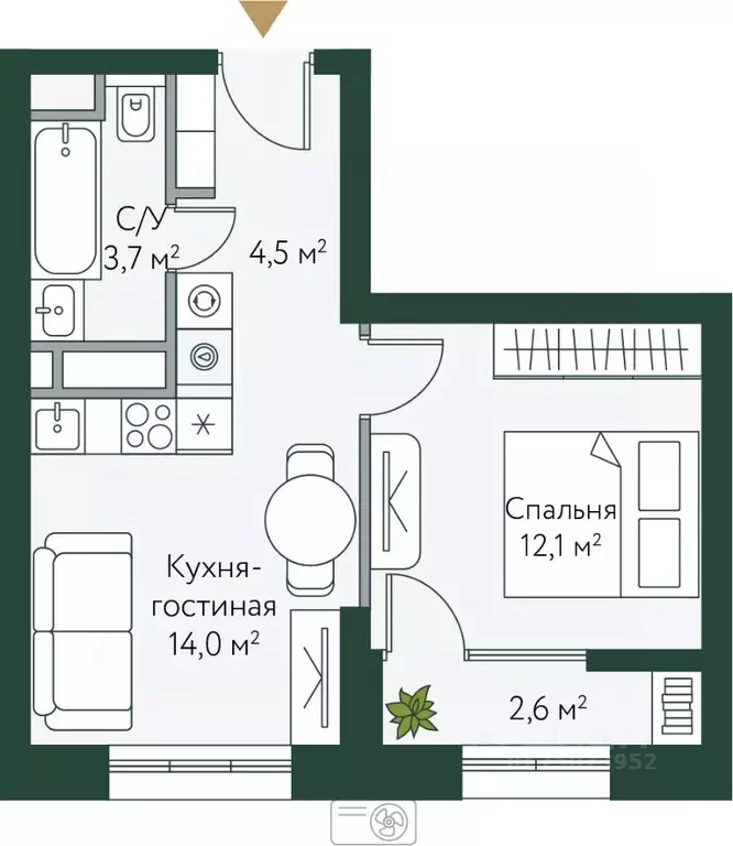 1-к кв. Волгоградская область, Волгоград Новосибирская ул., 74с1 ... - Фото 0