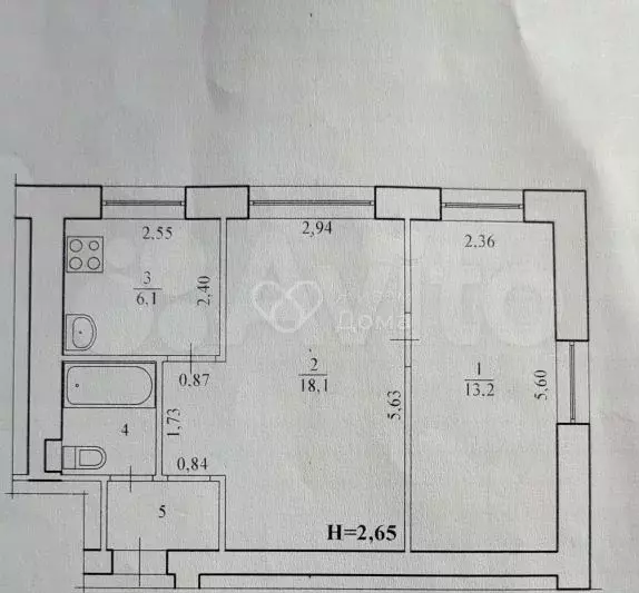 2-к. квартира, 42,3 м, 3/3 эт. - Фото 0