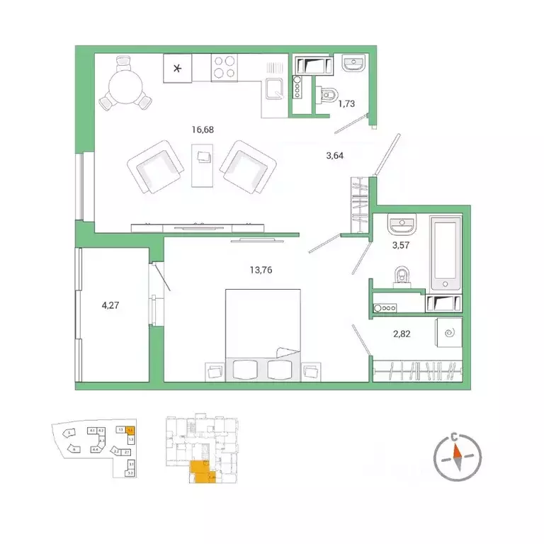 1-к кв. Ленинградская область, Всеволожский район, Заневское городское ... - Фото 1