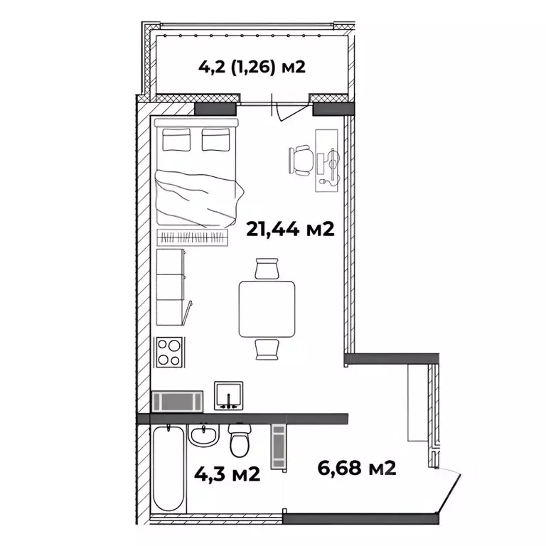 Студия Ярославская область, Ярославль ул. Старая Костромская, 4 (33.68 ... - Фото 0