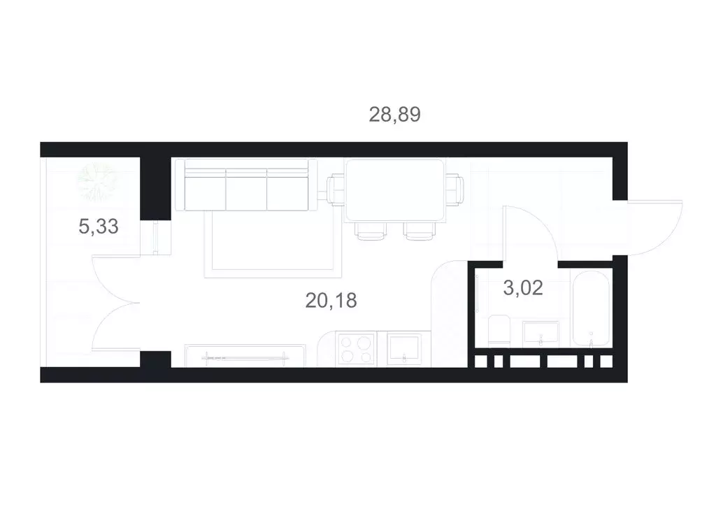 Квартира-студия: Каспийск, улица М. Халилова, 1А (28.89 м) - Фото 1