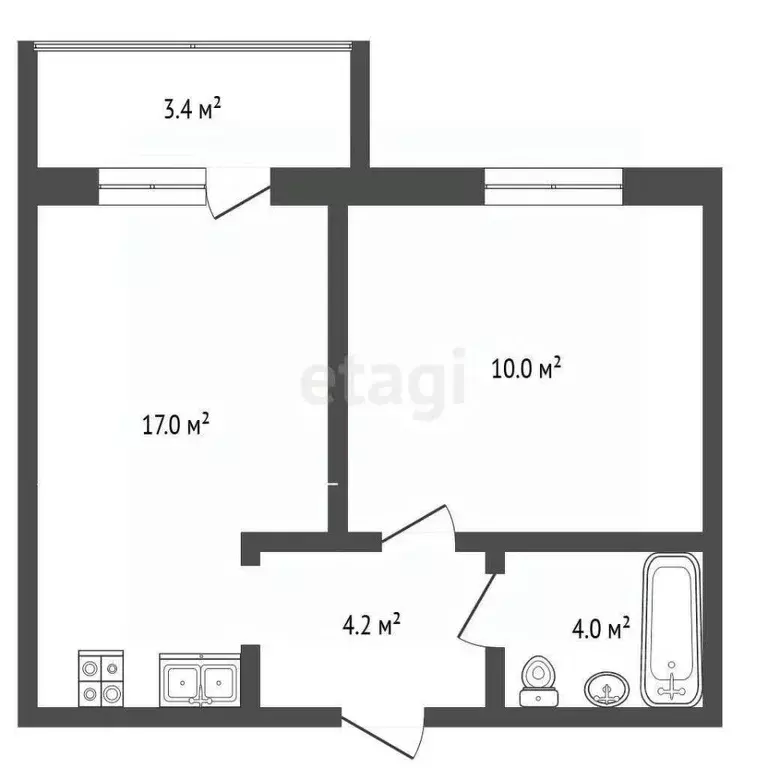 1-к кв. Вологодская область, Череповец Рыбинская ул., 33 (40.0 м) - Фото 2