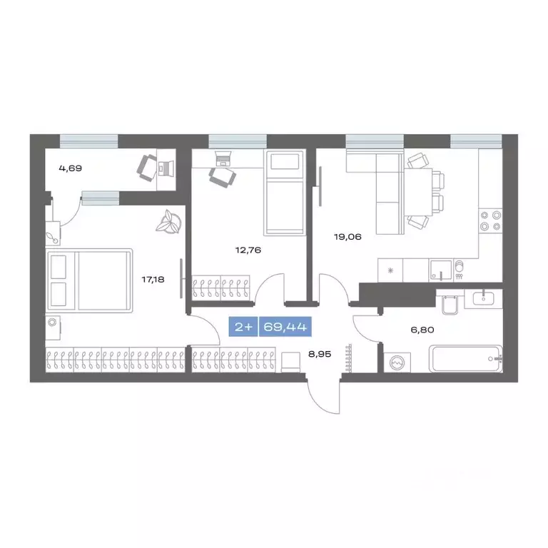 2-к кв. Тюменская область, Тобольск пер. Радищева, 17 (69.44 м) - Фото 0
