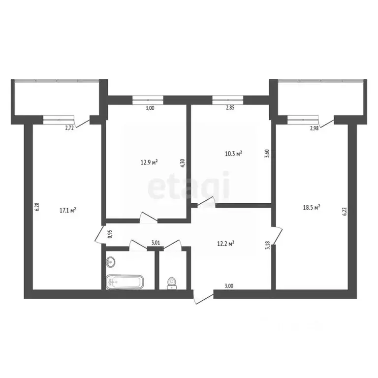 3-к кв. Амурская область, Благовещенск пос. Астрахановка, пер. ... - Фото 1