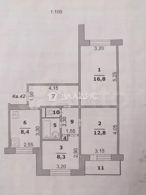 3-к. квартира, 60,9 м, 2/9 эт. - Фото 0