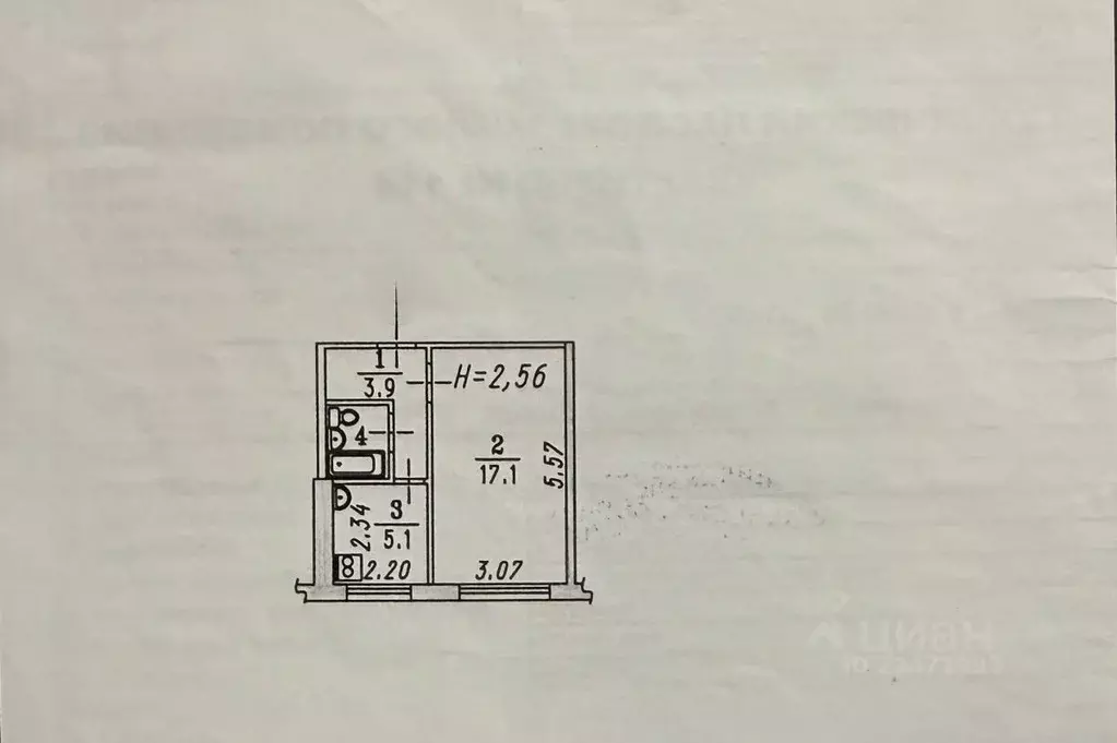 1-к кв. Омская область, Омск просп. Космический, 105 (29.8 м) - Фото 2