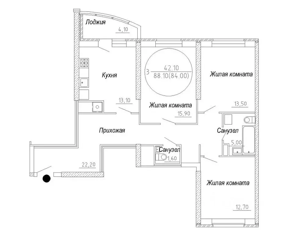 3-к кв. Тверская область, Тверь ул. Спартака, 2 (88.1 м) - Фото 1