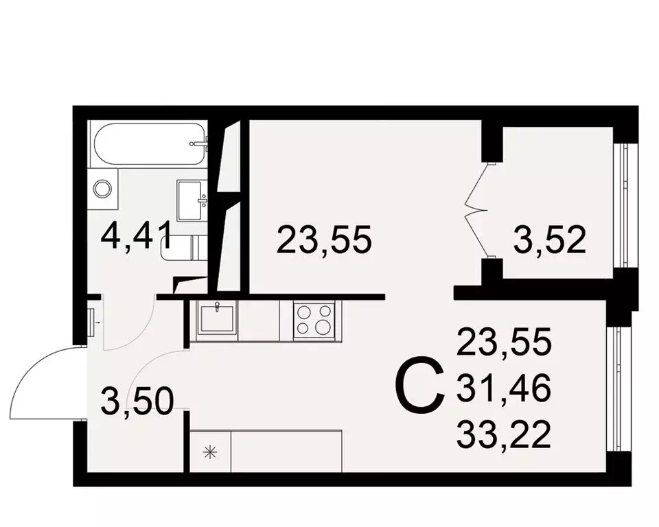 1-комнатная квартира: Тула, Одоевское шоссе, 73 (33.22 м) - Фото 0