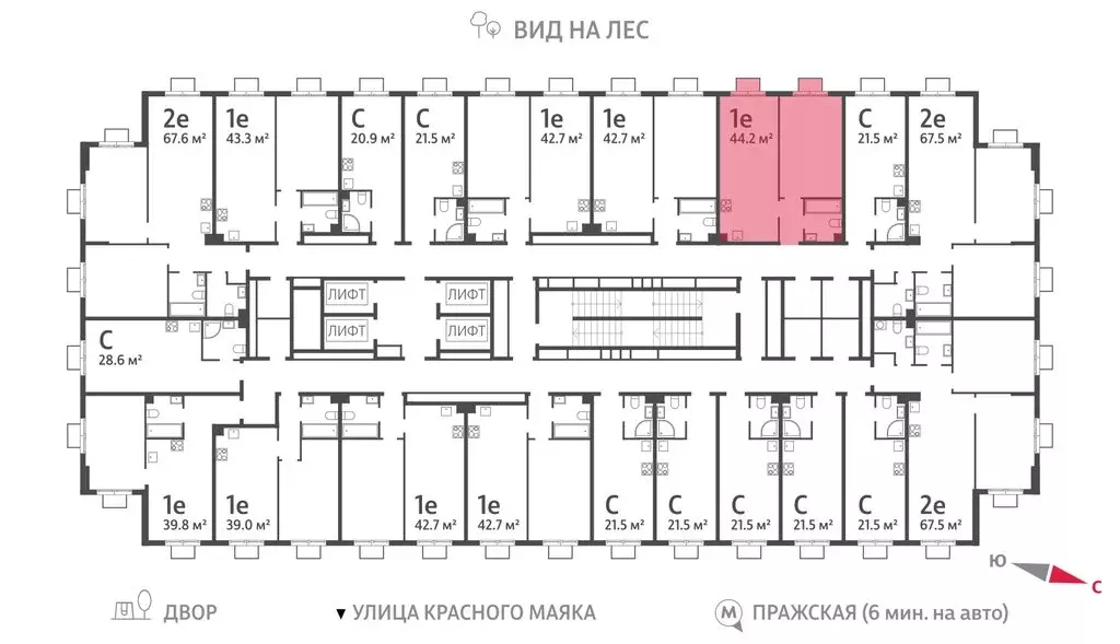 1-комнатная квартира: Москва, жилой комплекс Парксайд, 4 (44.2 м) - Фото 1