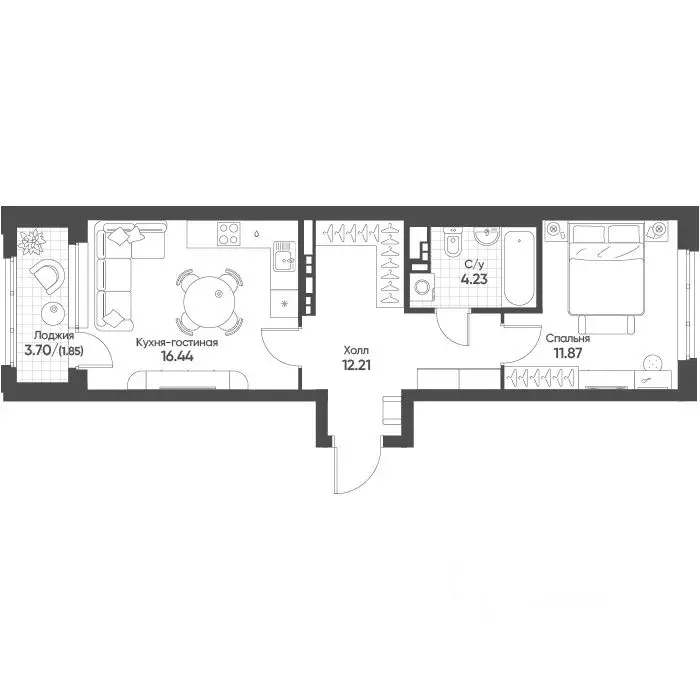 1-к кв. Свердловская область, Екатеринбург бул. Вдохновения, 4 (46.4 ... - Фото 1