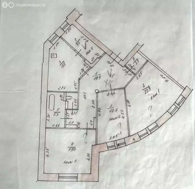 1к в -комнатной квартире (7.3 м) - Фото 2