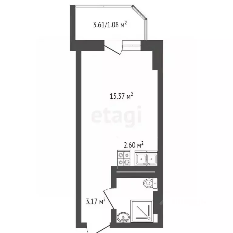 Студия Ростовская область, Ростов-на-Дону Берберовка мкр, ул. ... - Фото 2