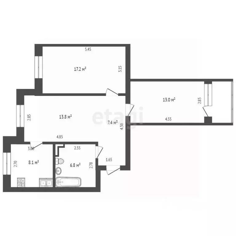 3-к кв. Ямало-Ненецкий АО, Новый Уренгой Советский мкр, 5/2 (66.3 м) - Фото 2