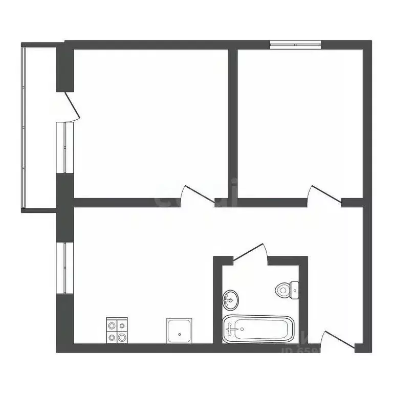 2-к кв. Тульская область, Узловая Магистральная ул., 49 (31.0 м) - Фото 2