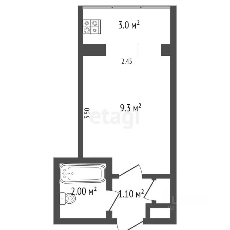 1-к кв. Тюменская область, Тюмень ул. Республики, 241 (13.0 м) - Фото 1