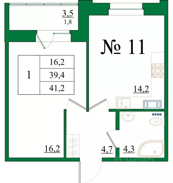 1-к кв. Ленинградская область, Гатчина Красносельское ш., 4Ак1 (41.2 ... - Фото 1