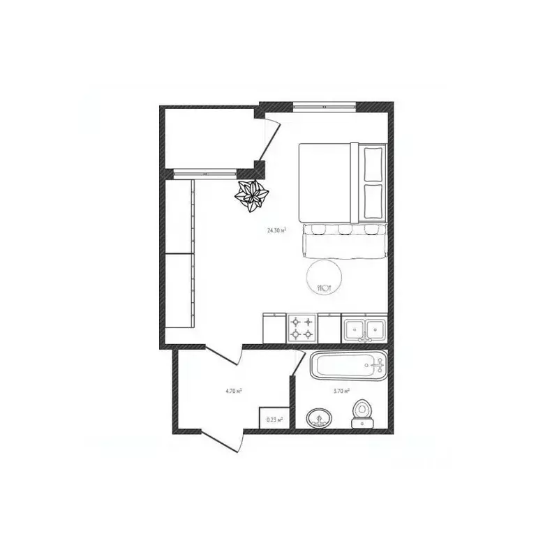 Студия Новосибирская область, Новосибирск Тульская ул., 80 (33.0 м) - Фото 2