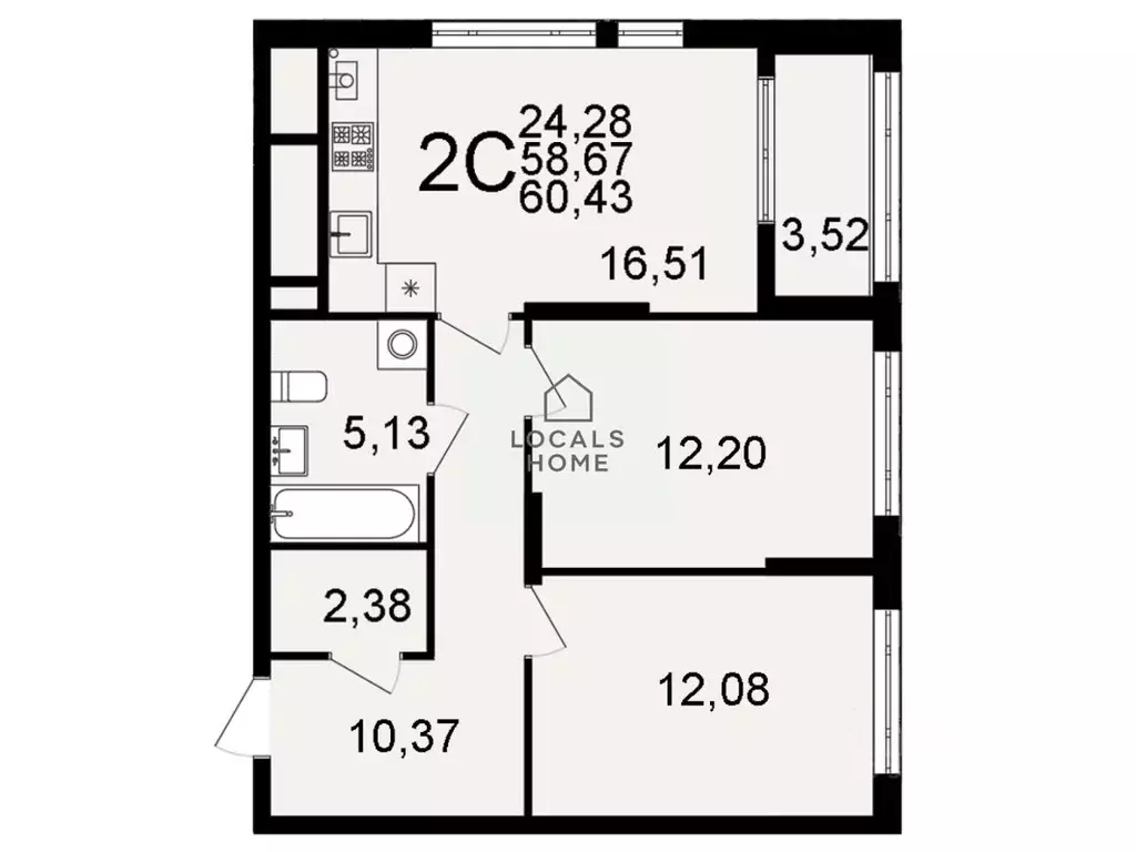 2-к кв. Рязанская область, Рязань Льговская ул., 8 (60.43 м) - Фото 2