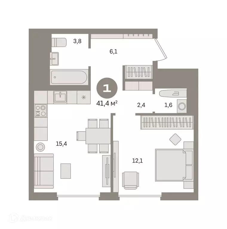 Продаётся 1-к квартира, 41.4 м - Фото 0