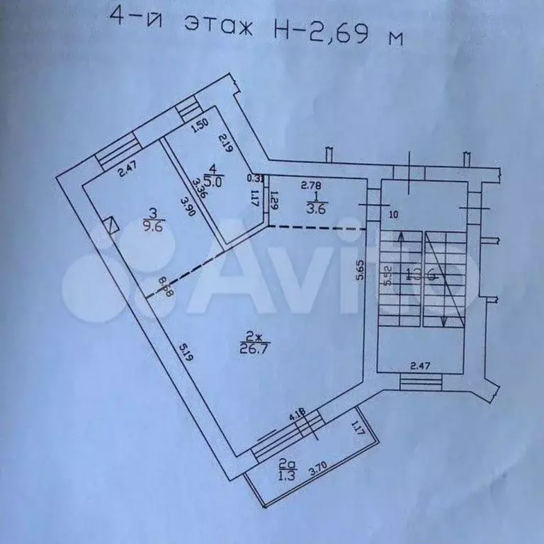 1-к. квартира, 44,9 м, 4/5 эт. - Фото 0