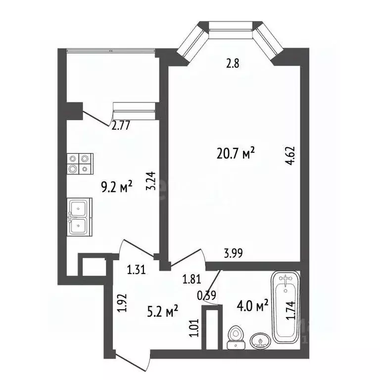 1-к кв. Крым, Феодосия ш. Симферопольское, 11к1 (39.1 м) - Фото 2