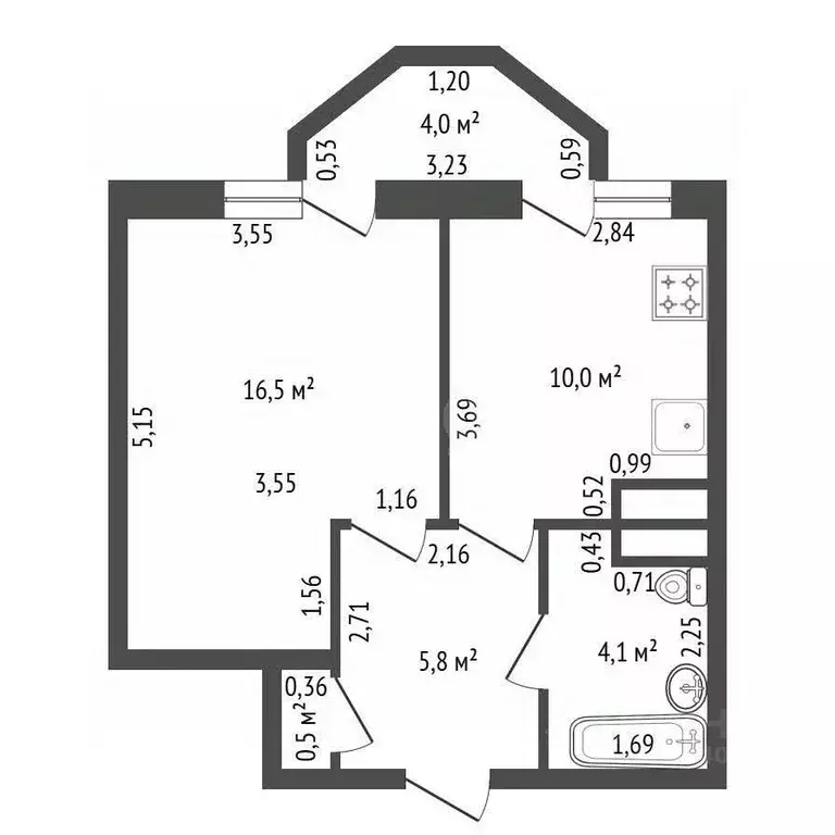 1-к кв. Башкортостан, Уфа Бакалинская ул., 19 (40.9 м) - Фото 2