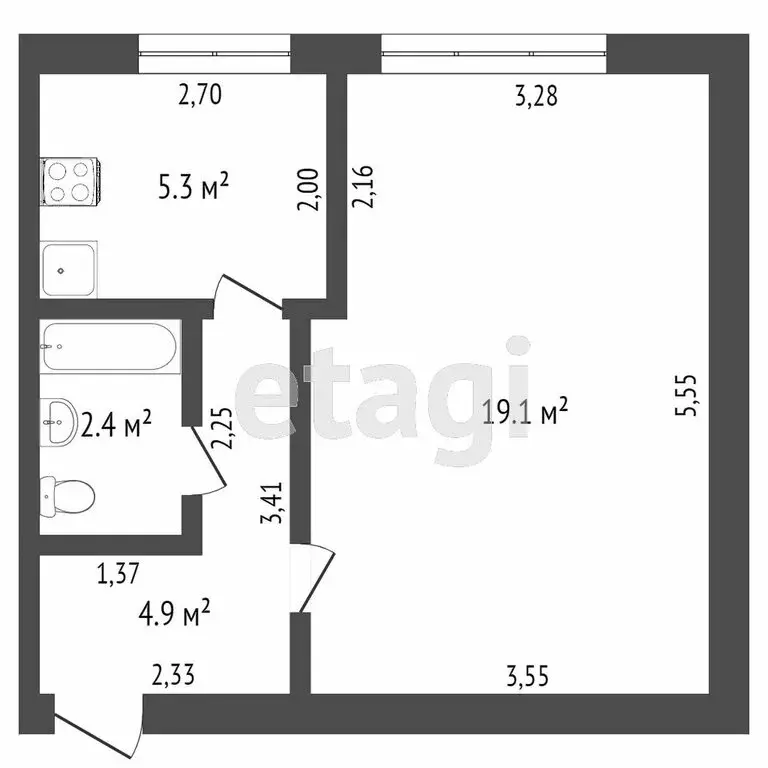 1-комнатная квартира: Ишим, Большая улица, 165А (31.2 м) - Фото 1