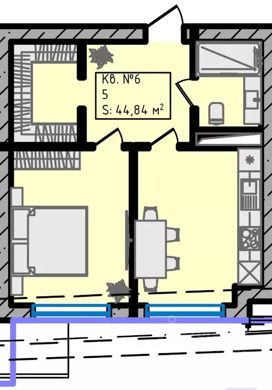 1-к кв. Чеченская республика, Грозный ул. Э.Э. Исмаилова, 15 (44.84 м) - Фото 2
