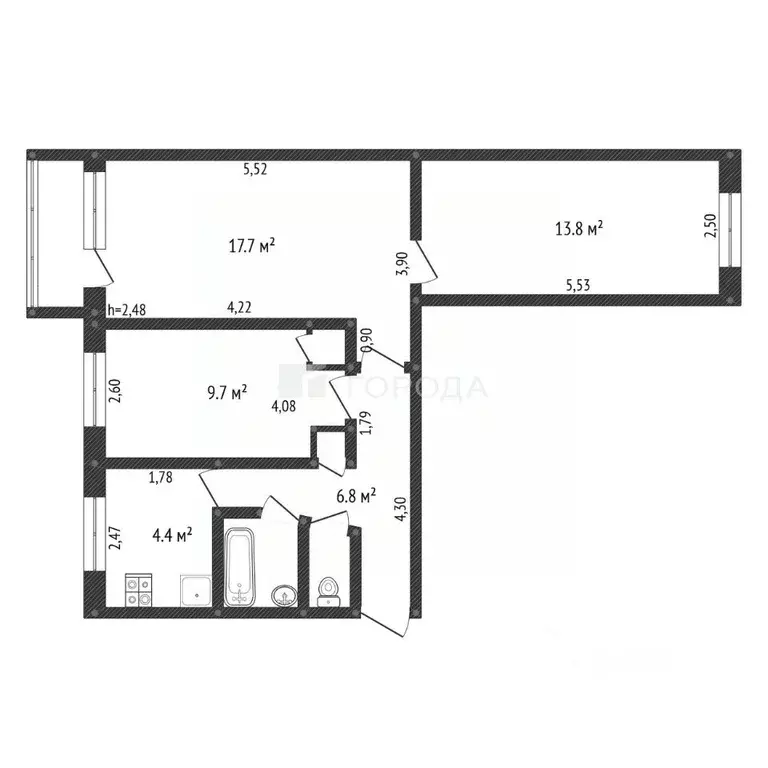 3-к кв. Кемеровская область, Калтан ул. Горького, 14 (56.0 м) - Фото 2