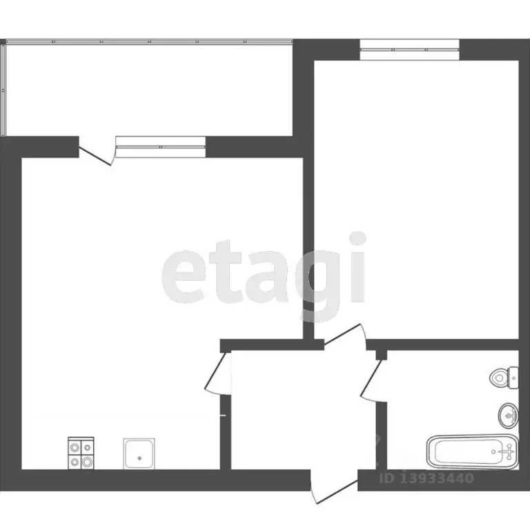 1-к кв. Тюменская область, Тюмень ул. Федюнинского, 30к1 (42.9 м) - Фото 2