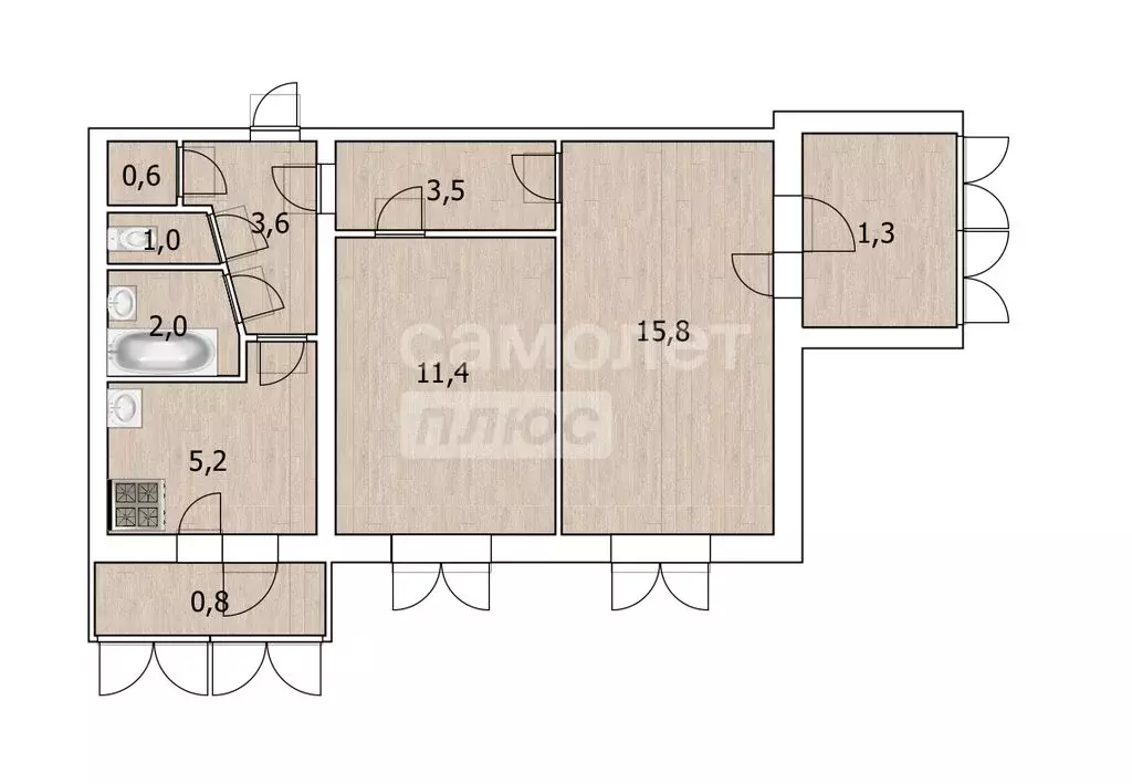2-комнатная квартира: Туапсе, улица Гоголя, 6 (43.1 м) - Фото 1