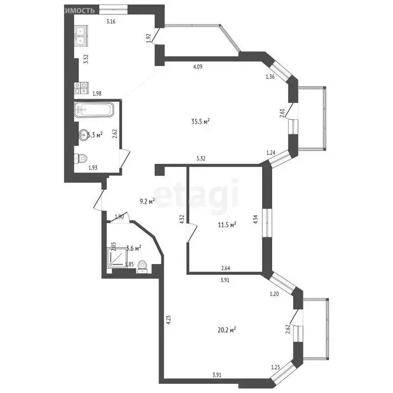 3-комнатная квартира: Симферополь, Донская улица, 49 (85.3 м) - Фото 1