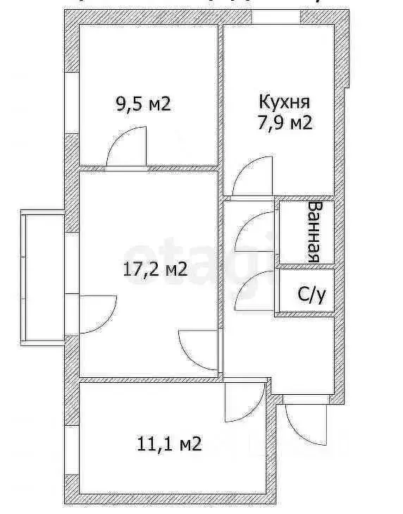 3-к кв. Вологодская область, Вологда ул. Преображенского, 51 (55.4 м) - Фото 2
