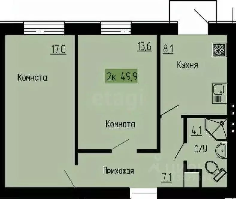 2-к кв. Курганская область, Курган ул. Броневик, 2А (49.9 м) - Фото 2