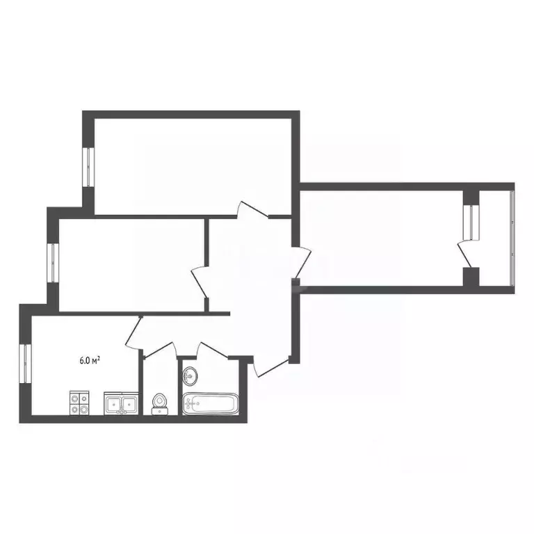 3-к кв. Ямало-Ненецкий АО, Новый Уренгой Ленинградский просп., 7 (57.3 ... - Фото 2