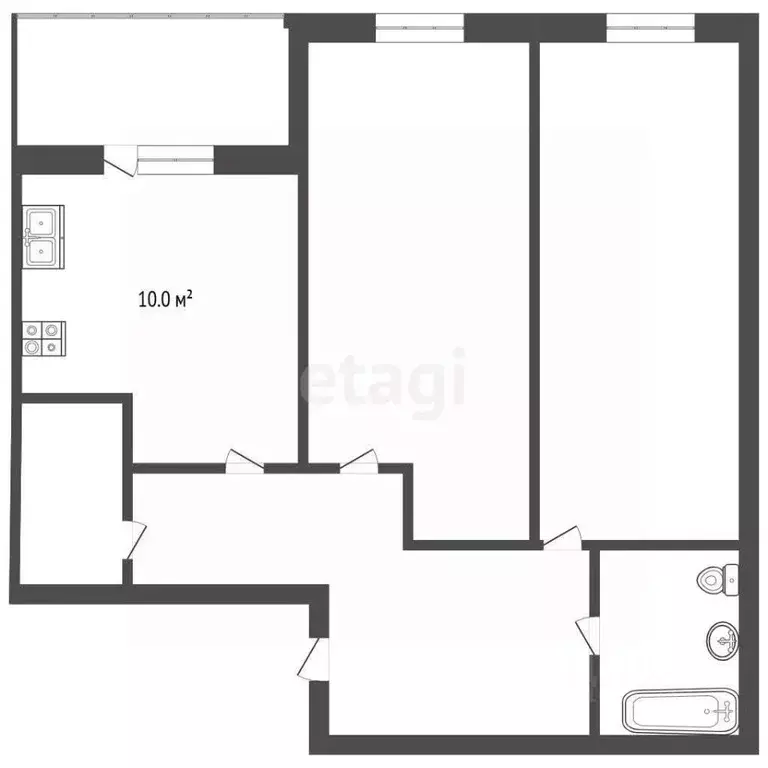 2-к кв. Саха (Якутия), Якутск пер. Космонавта Германа Титова, 2/3 ... - Фото 2